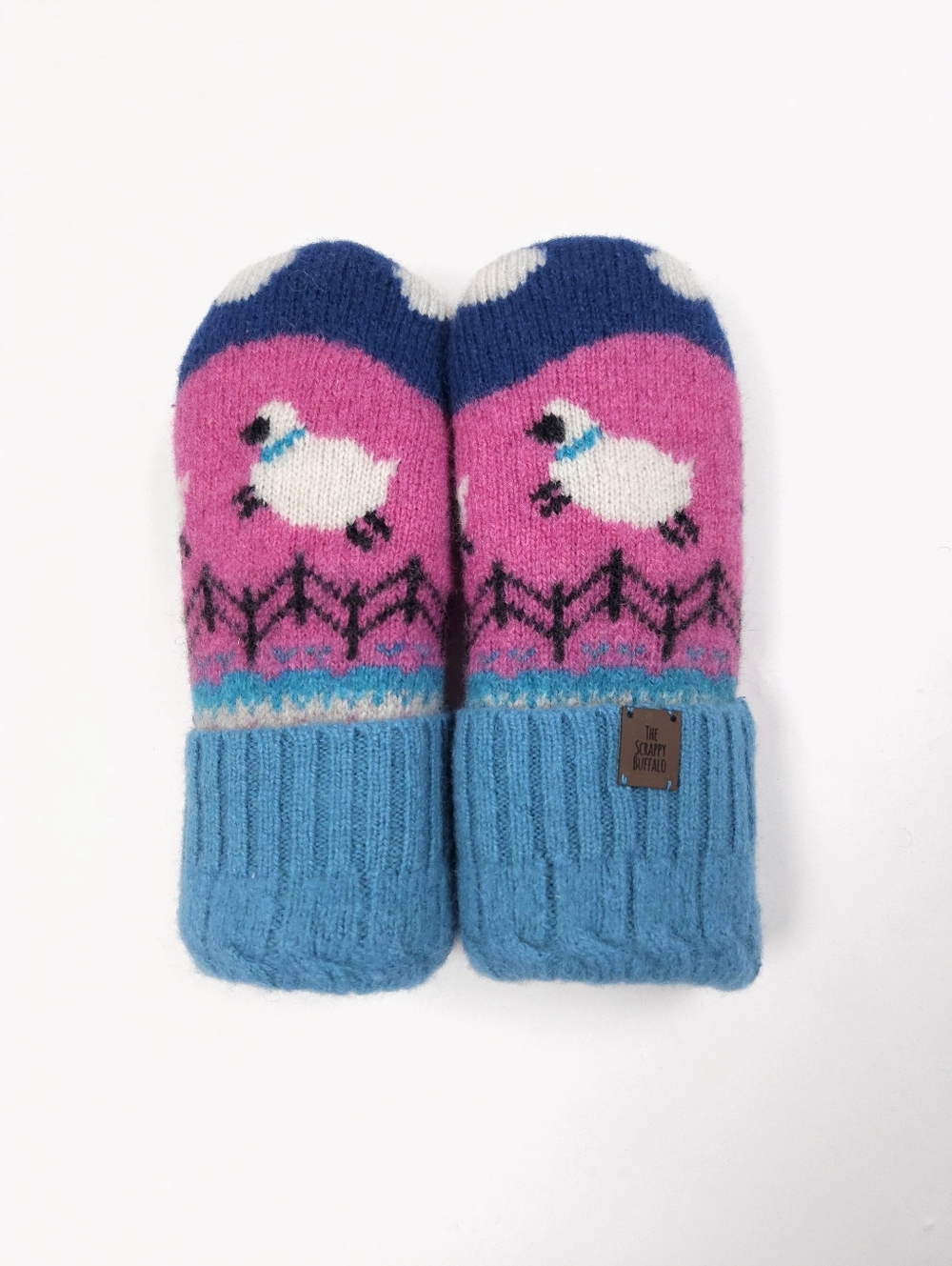 Upcycled Pink Sheep Wool Sweater Mittens: Double Fleece Lined (Adult XS/S)